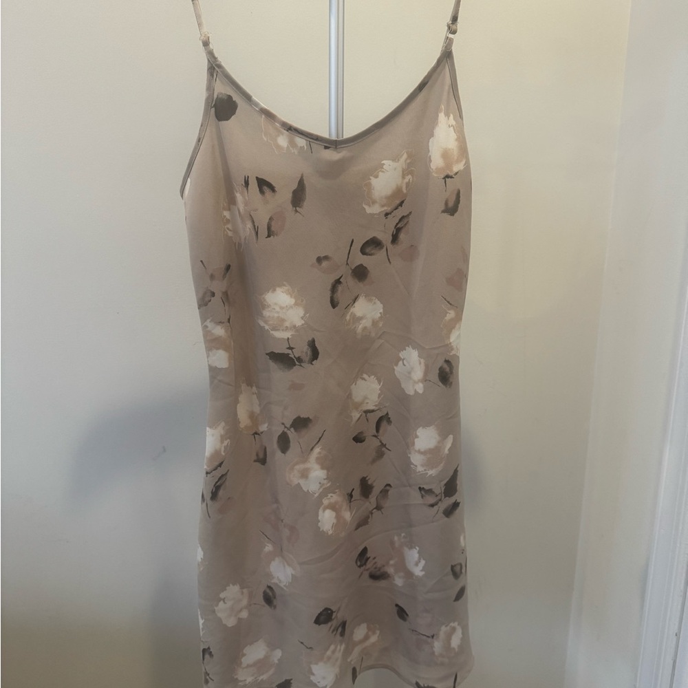 Express Beige Floral Slip Mini Dress